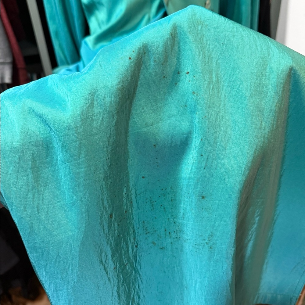 Teal Double-Breasted Trench Coat - Picture 7 of 7